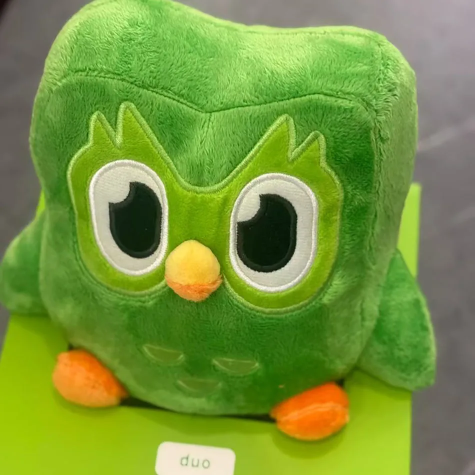 In Stock Duolingo Cute Green Duolingo Cartoon Eagle Plush Toy Children Companion Toy Birthday Gift