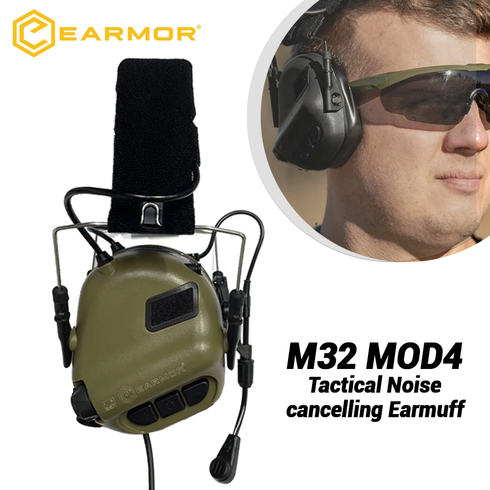 EARMOR M32 MOD4 Tactical Headset Hunting,Shooting Earmuffs Noise Reduction Headset with Microphone,Sound Amplification