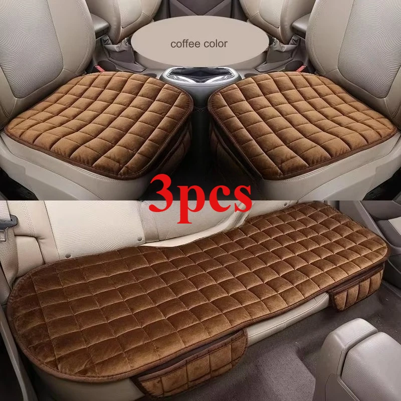 

3PCS plush car seat covers, anti-scratch car seat protectors, seat cushions, front/rear seat cushions