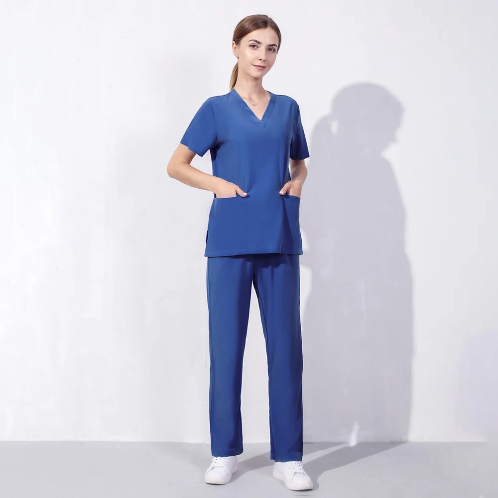 Elasticiteit Huisdier Kliniek Verpleegkundige Werkkleding Hoge Kwaliteit Effen Kleur Verpleging Scrubs Vrouwen Uniformen Ziekenhuis Arts Werkkleding Suits