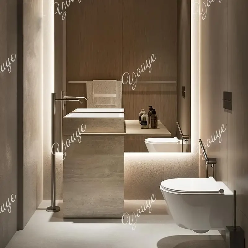 Easy-Clean Fish Belly White Rock Panel Basin: Outdoor Floor-Standing Sink with Matte Finish, Waterproof Storage​