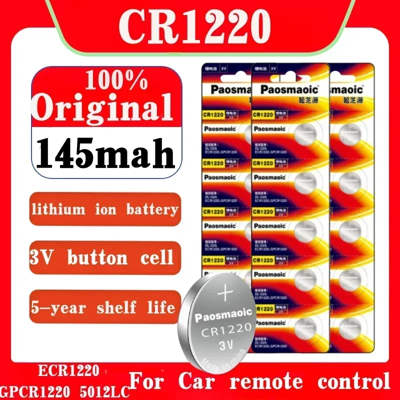 original CR1220 Button Coin Cell Battery For Watch Car Remote Key Toys ECR1220 GPCR1220 CR 1220 5012LC 3V Lithium Batteies