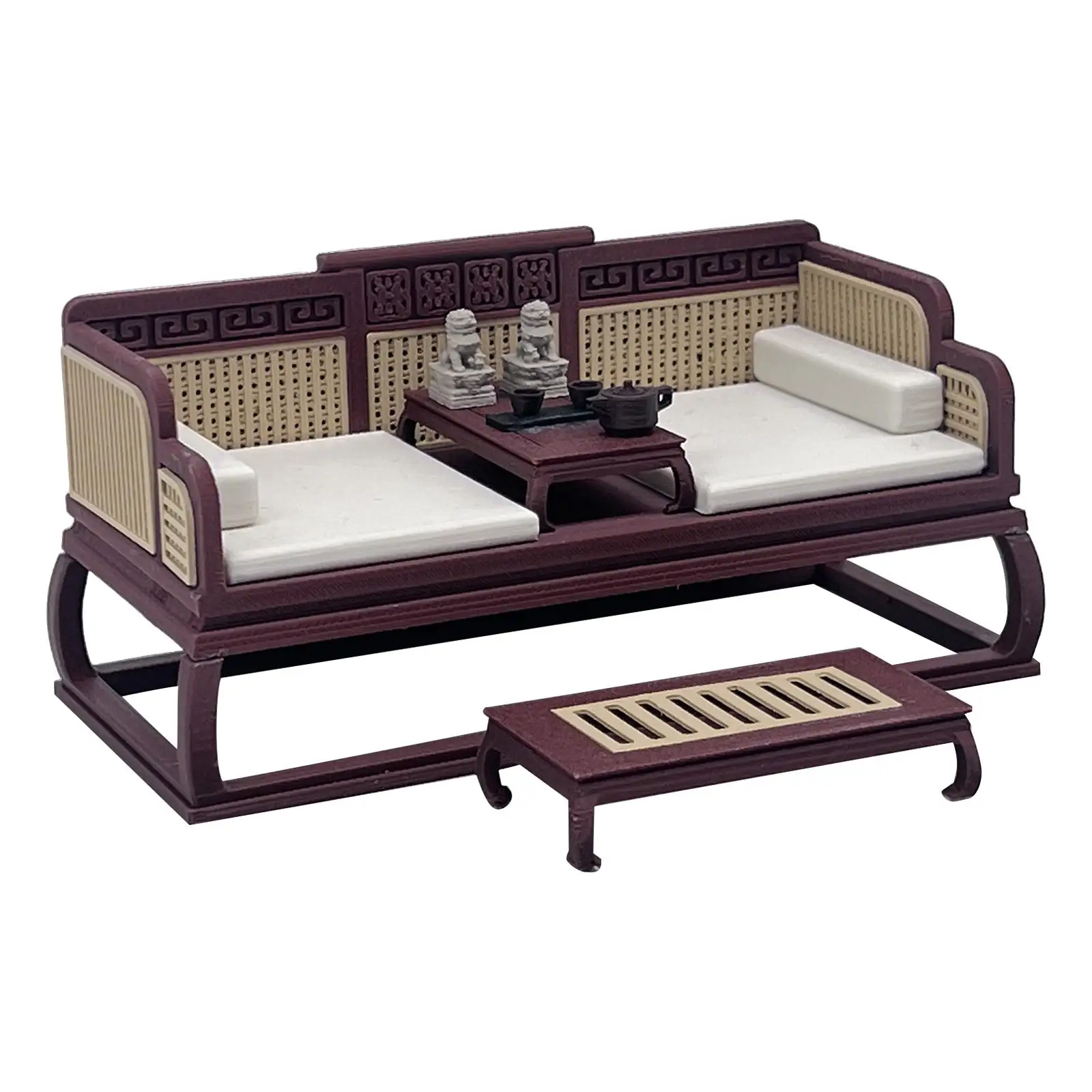 نموذج سرير لوهان صيني مصغر بمقياس 1:12 حرف محاكاة صغيرة يمكنك صنعها بنفسك مشهد الحياة ملحقات بيت الدمية لعبة التظاهر للأطفال