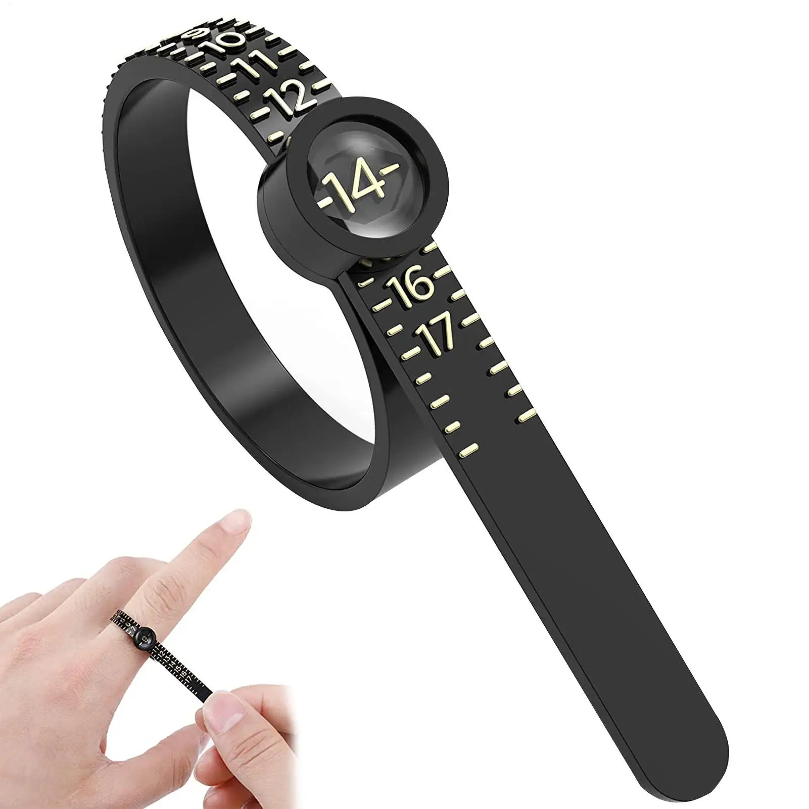 

Professional Ring Sizer Tool With Magnifying Window Reusable Measurement Gauge For Accurate US Size 1-17, Jewelry Buyers/Sellers