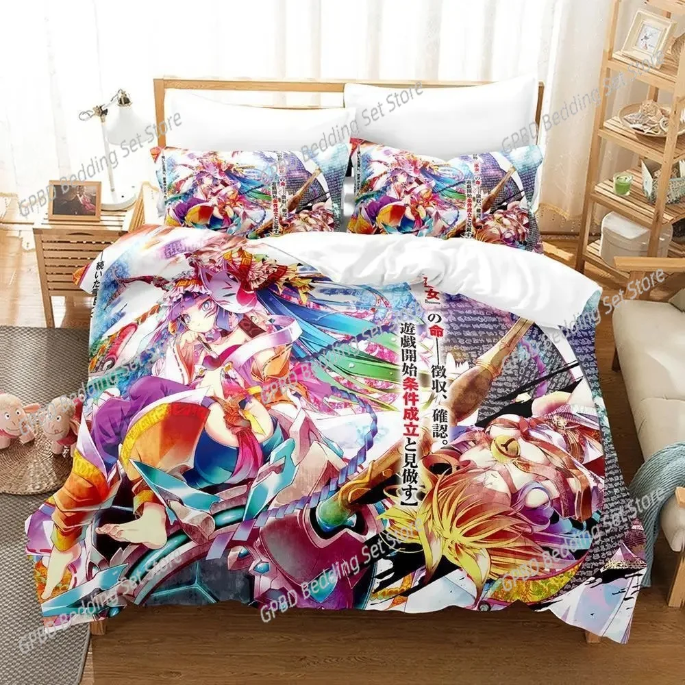 

Home Textiles No Game No Life Bedding Set Cartoon Anime three-piece set Adult Kid Bedroom Duvet cover Sets 3D Print Kawaii Girls