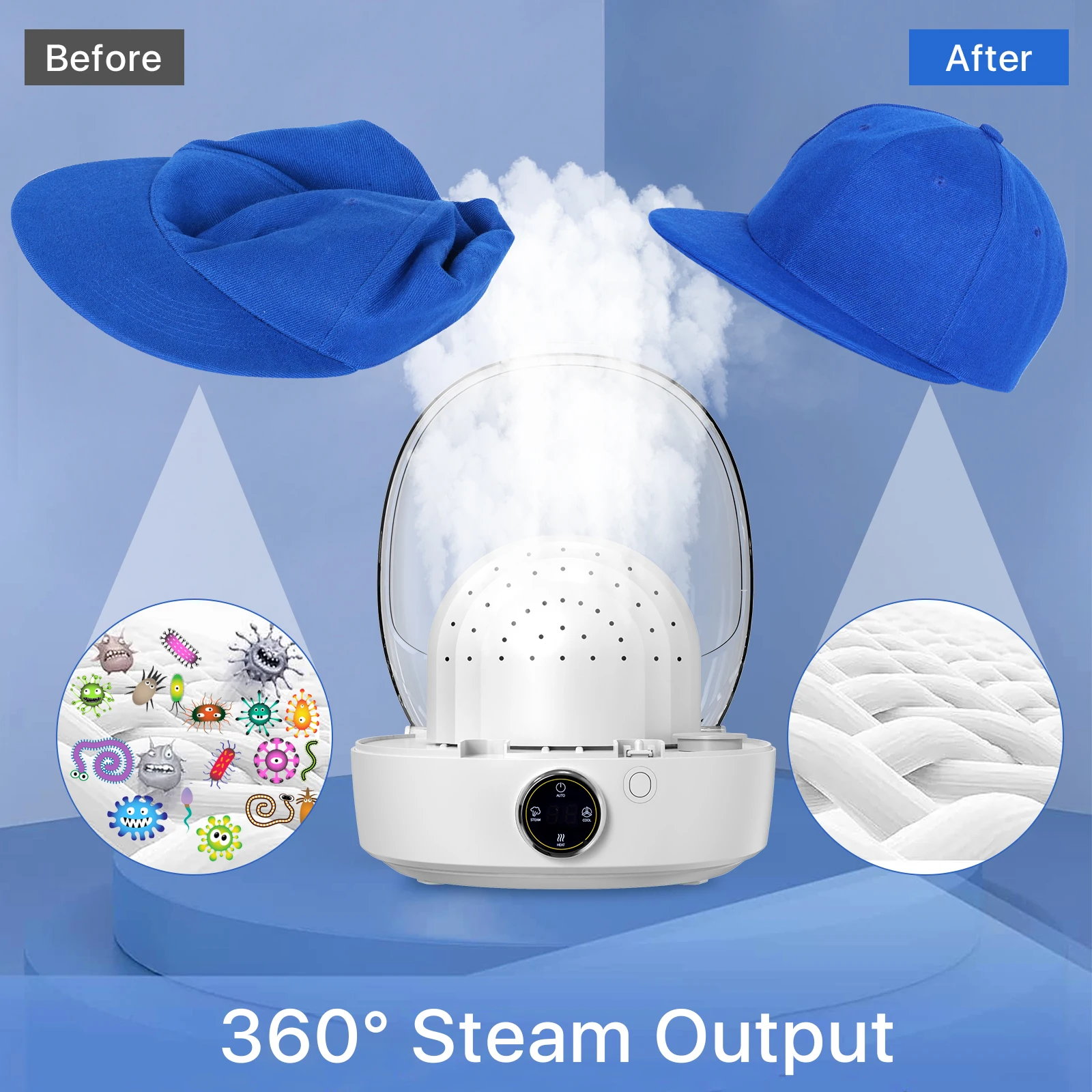 Automatic Cap Cleaner With Steam and Dry Hat Steamer Cleaning Ironing Drying Hat Anti-deformation Cap Care Machine Cap Cleaners