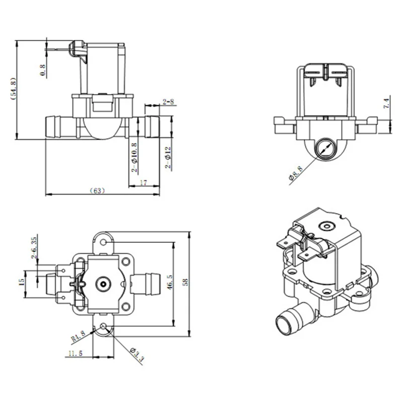 Dc 12V 24V 220V Plastic Electric Solenoid Valve Normally Closed Pressure Solenoid Valve Inlet Valve Inlet Flow Switch