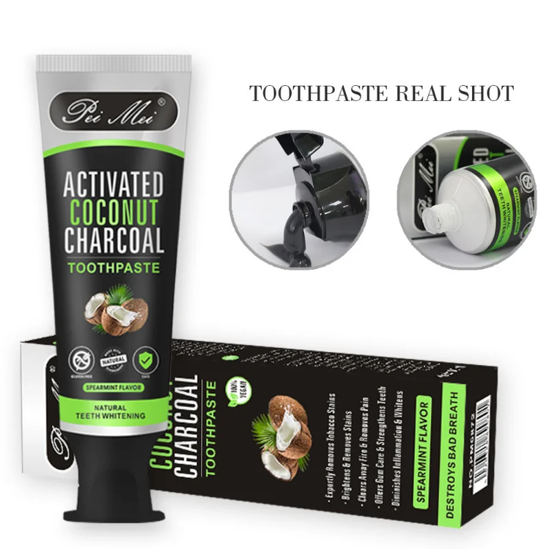 

Activated Coconut Charcoal Toothpaste Remove Tooth Stains Dark Pigment Improve Coffee Cigarette Tea Teeth Tooth Paste 100g 치약 Ma