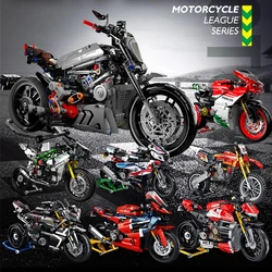 MOC City Technical Super Motorcycle Racing Motorbike Model Building Block DIY Locomotive Brick Toys for Children Boys Gifts