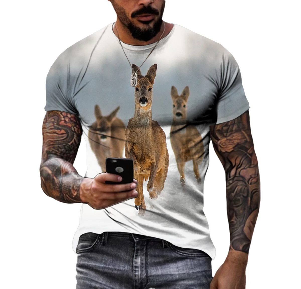 Camisetas con imagen de canguro, ToPS de manga corta con cuello redondo, estampado informal, estilo Hip Hop, moda de verano, novedad
