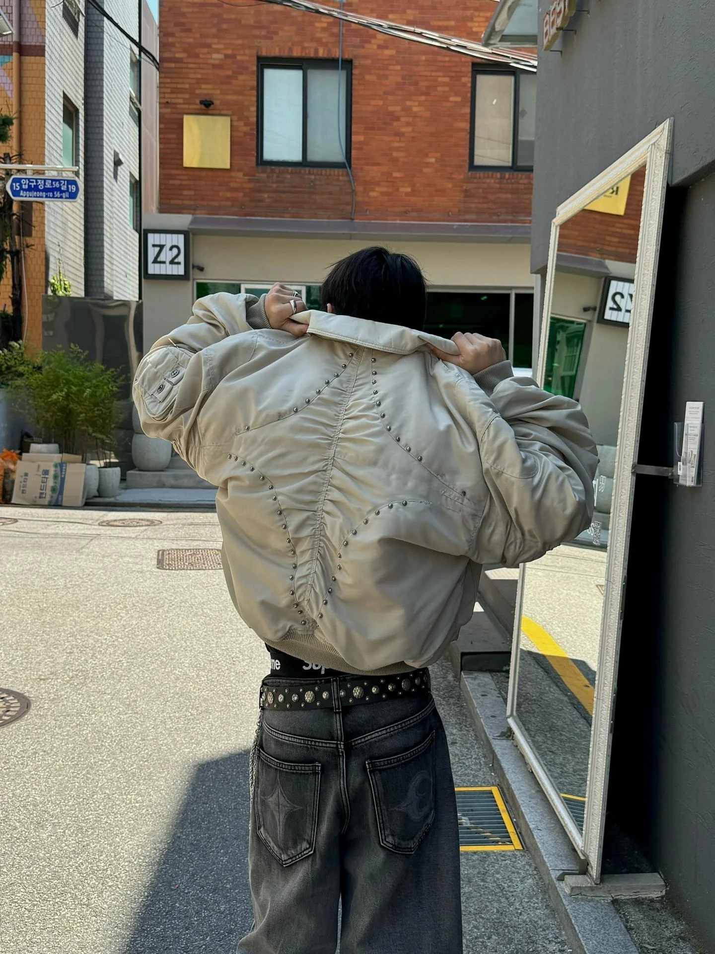 

Thug Club Bomber Jaet American Sle Casual Cotton Coat Star Moon Rivet Flight Clip Autumn Winter Heavyweight Outerwear