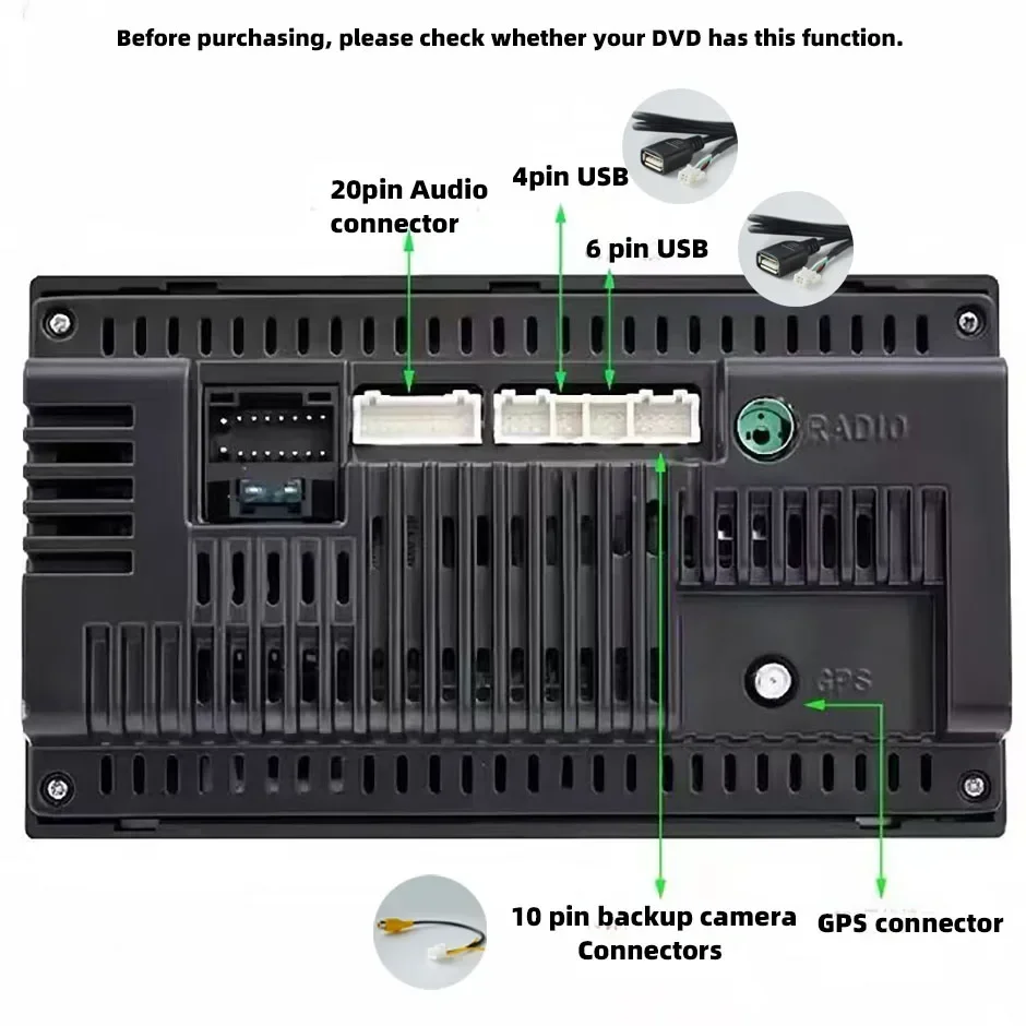 10-poliges RCA-Videokabel oder 4-poliges/6-poliges USB-Kabel für Android-Radio-Zubehör, Rückfahrkamera-Adapter, Verkabelungsstecker, Navigation