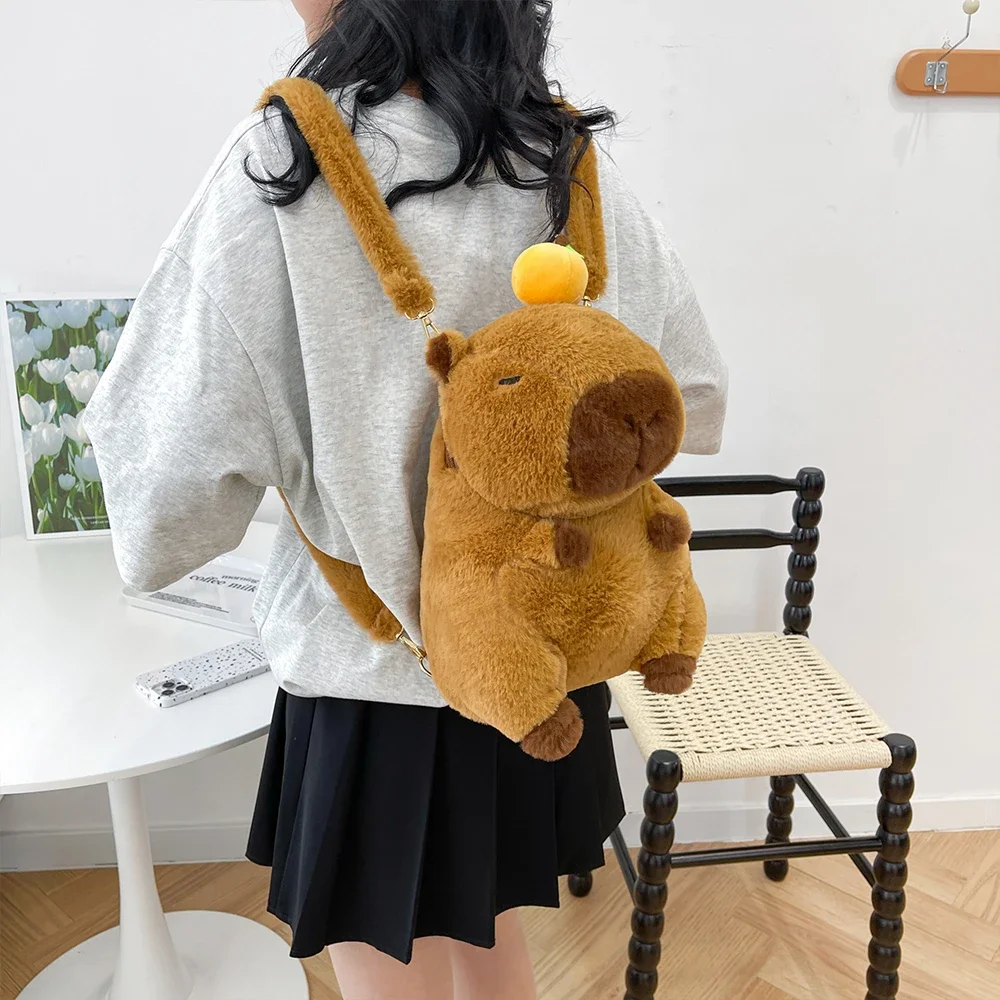 Capybara Plush Backpack Kawaii Fashion Plushie Doll Fur Bag Children\'s Bag Shoulder Bag Mini Knapsack Bags Gifts For Girlfriend