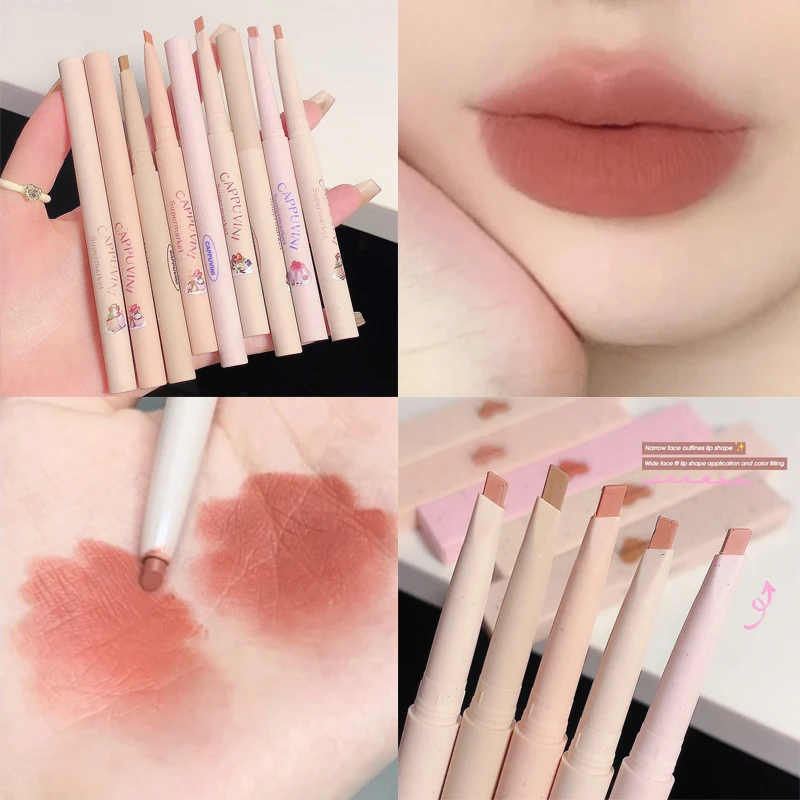 Matte Lip Liner Pencil Waterproof Lasting Moisturizing Lipstick Natural Outline Lip Contour Line Makeup Soft Smooth Lipliner Pen