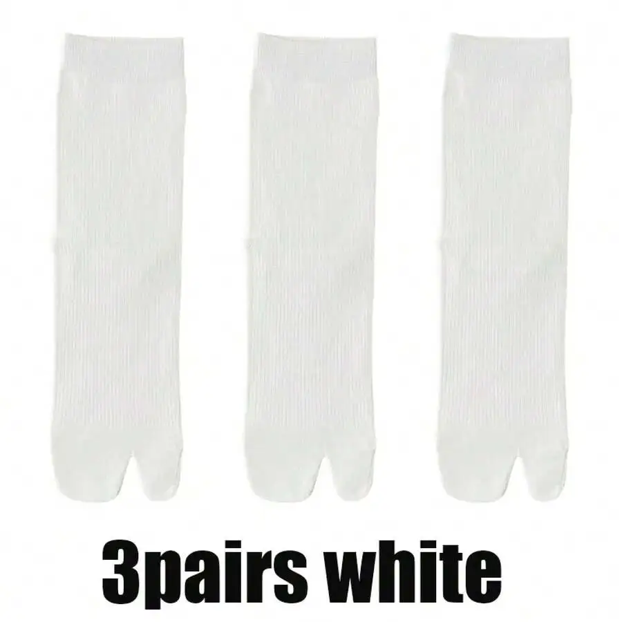 

3 Pairs White Toe Socks Japanese Style Breathable Comfortable Two Finger Socks For Men And Women