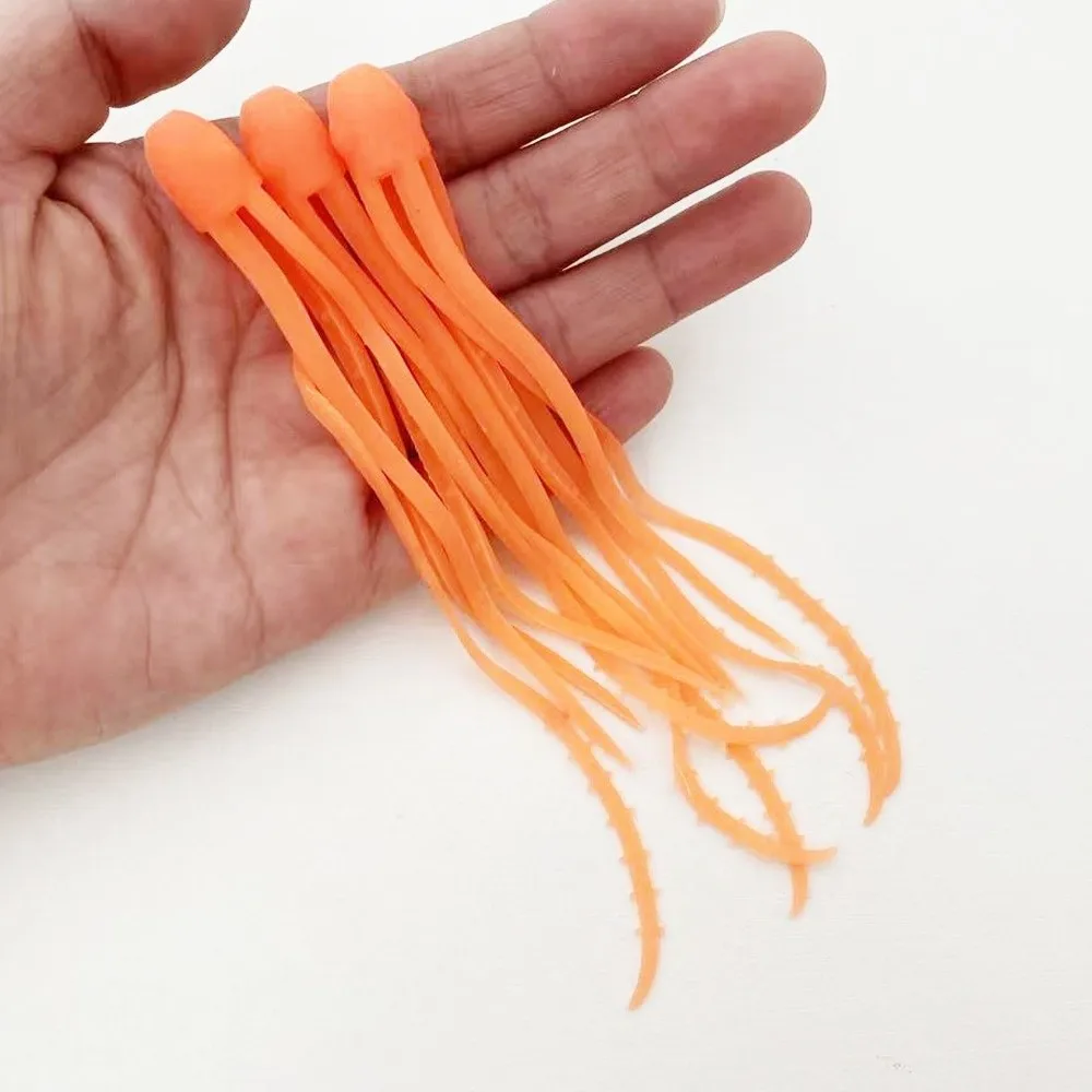 3pcs Useful Plastic Fishing Soft Lures LifeLike Double Tailed Realistic Fishing Bait Vibrant Colors Octopus Fishing Tackle Gear