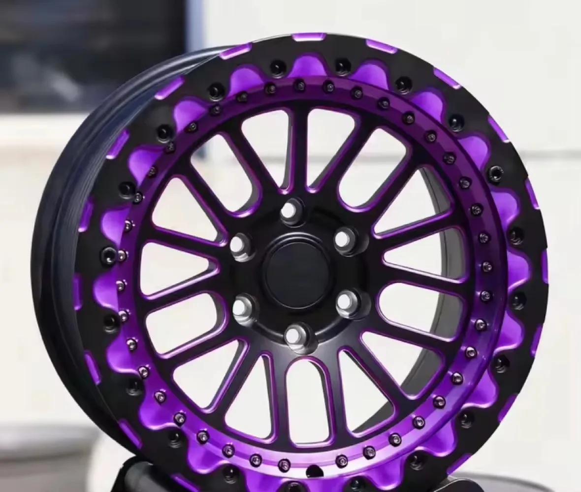 

Purple & Black Alloy Drag Racing Wheels 5x120 15x10 17x11 17x10 2 Piece Forged Beadlock Drag Wheels 5x114.3 for Mustang Supra