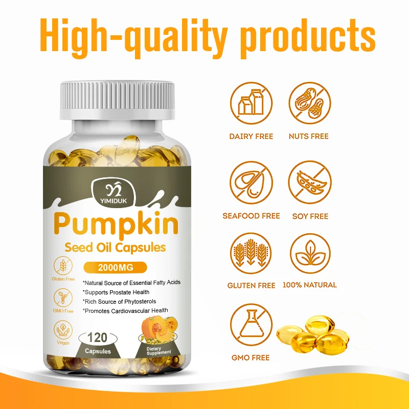 Pumpkin Seed Oil Capsules Essential Fatty Acids Supports Prostate Urinary Tract Promotes Cardiovascular Health