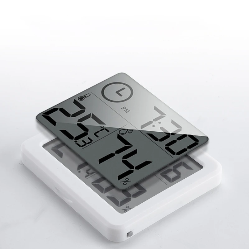 Multifunction Thermometer Hygrometer Automatic Electronic Temperature Humidity Monitor Clock 3.2inch Large LCD Screen