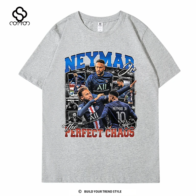 تي شيرت نيمار 100% من القطن الخالص بنجمة أمريكية كلاسيكية رياضية غير رسمية بأكمام قصيرة للشارع للرجال والنساء ماركة عصرية