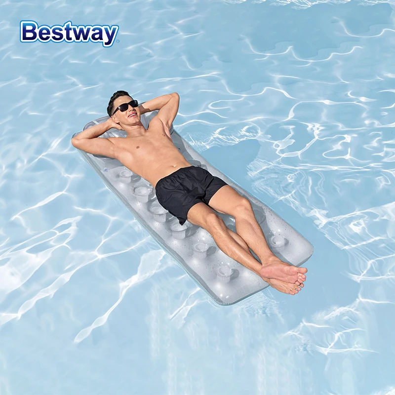 

Bestway 43024 Clear Sunbathing Pool Floating Lounger 6ft2in x 28in/1.88m x 71cm PVC Water Floating Hammock Floating Lounger