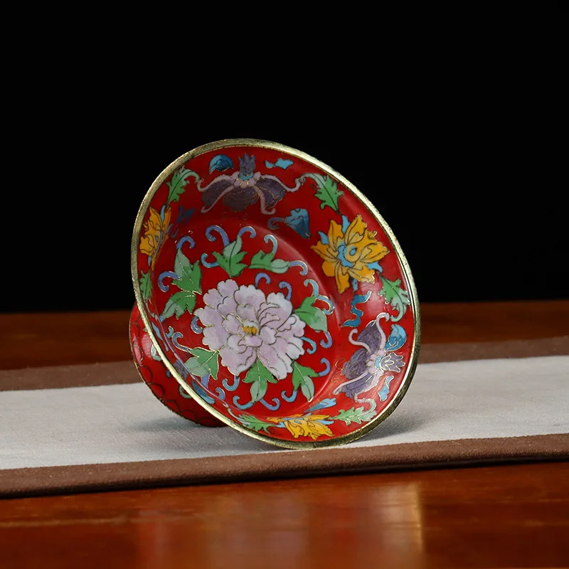 Cz cloisonné buddhist utensils traditional copper body filigree enamel polished eight auspicious double-layered  with tray