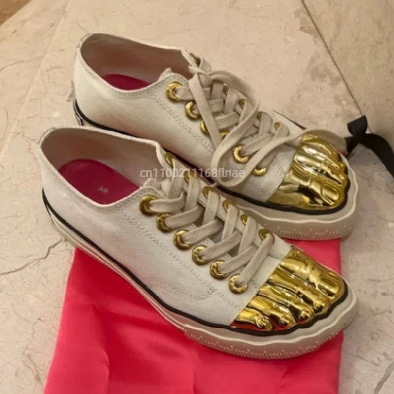 Scarpe da tavola con punta dorata per uomini e donne, scarpe da performance di danza di strada di fascia alta, scarpe di tela piatte stringate per adulti