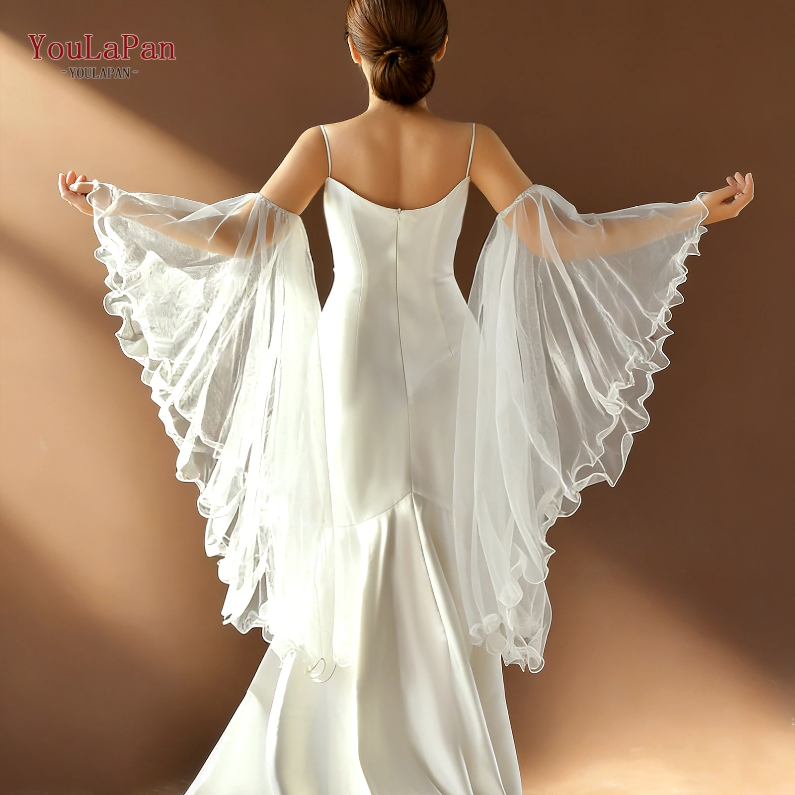 

Youlapan свадебное элегантное болеро с открытыми плечами, свадебные аксессуары, прозрачные перчатки с длинными рукавами, съемные длинные рукава Vm175