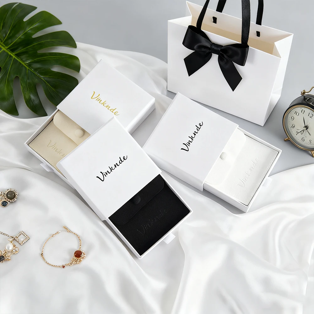 

Белый ящик, серьги, кольца, шкатулка для драгоценностей, индивидуальный логотип, раздвижное ювелирное ожерелье, браслет, дорожные коробки для хранения с сумкой-защелкой