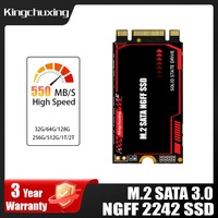 Kingchuxing M.2 SATA3 SSD 2T 1T 512GB 256GB 2242 NGFF M2 B&M Key Solid State Hard Drive for Desktop Laptop