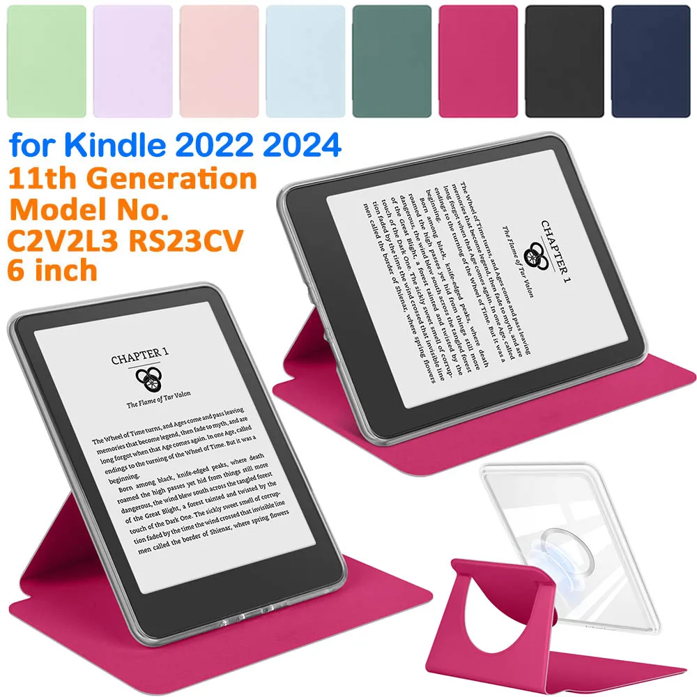 Funda con soporte magnético para Kindle 2024 2022 11.a generación, 6 pulgadas, modelo No. RS23CV C2V2L3 Funda de bolsa Soporte ajustable de 6''