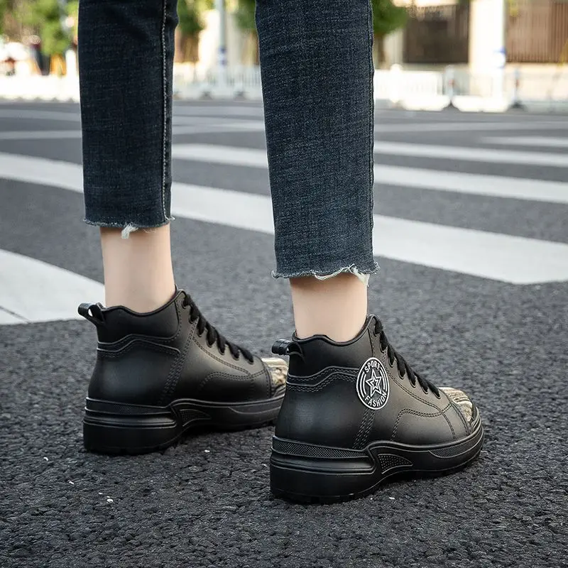 2024 New Plain Rubber Boots Women Short Rainboots Women\'s Rain Shoes Spring Summer Lace Up Ankle Boot Woman Water Boots Galoshes