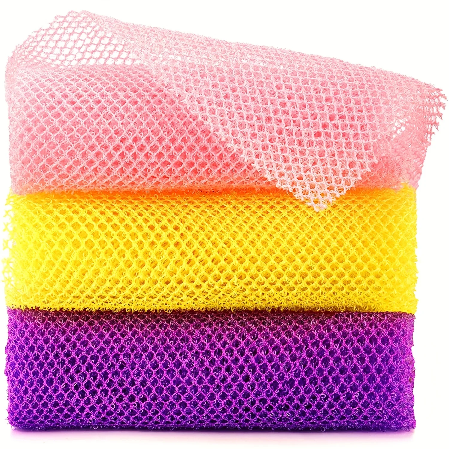 Daily Skin Perfection  3-Pack Exfoliating African Net Bath Sponges for Soft, Smooth, Revitalized Skin