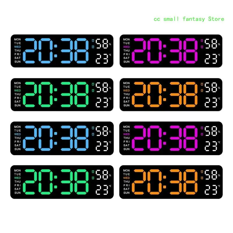 

R3MA 9Inch Modern Digital Wall Clock, Large Display, 2 Alarms, Optional Light Colors