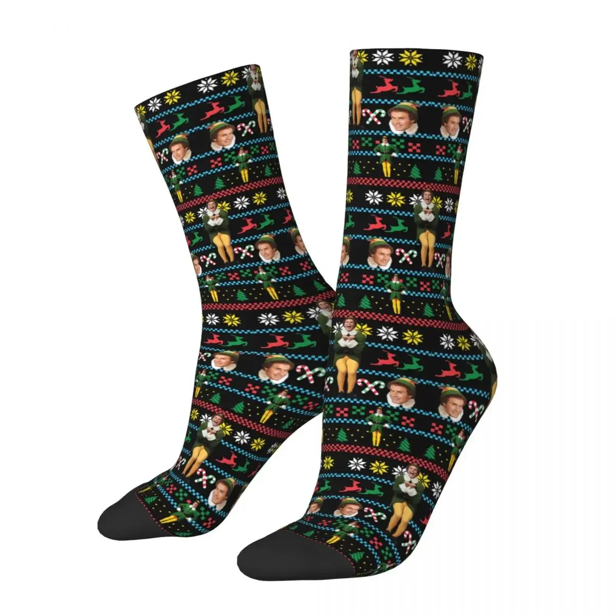 Buddy The Elf Ugly Christmas Sweater Xmas Movie Will Ferrell Socks High Quality Stockings All Season Long Socks Accessories