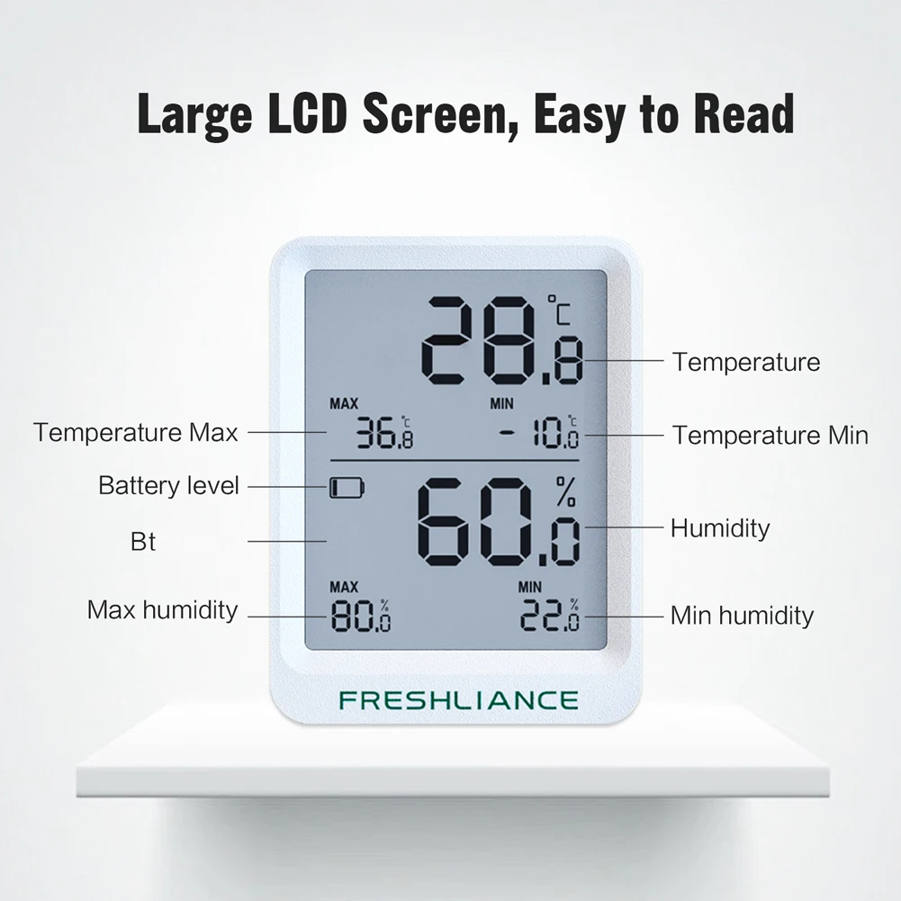 BT Temperature Humidity Recorder Fruit Storage Temperature Logger APP Control Large Capacity Data Storage with Export PDF/CSV