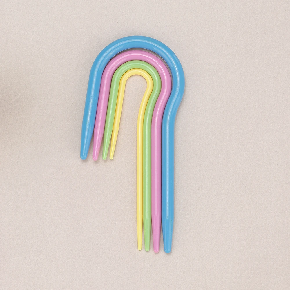 4 Sizes U-Shaped Plastic Knitting Needles, Colorful Curved Twist Stitch Holders for DIY Sweater Knitting & Crochet Craft