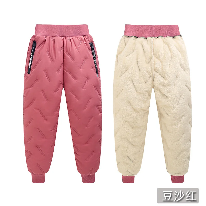 

-20℃ Winter Padded Warm Pants 2025 Autumn Kids Lambswool Cotton Trousers Boys Girls Plus Velvet Thick Long Pants Teen Clothes