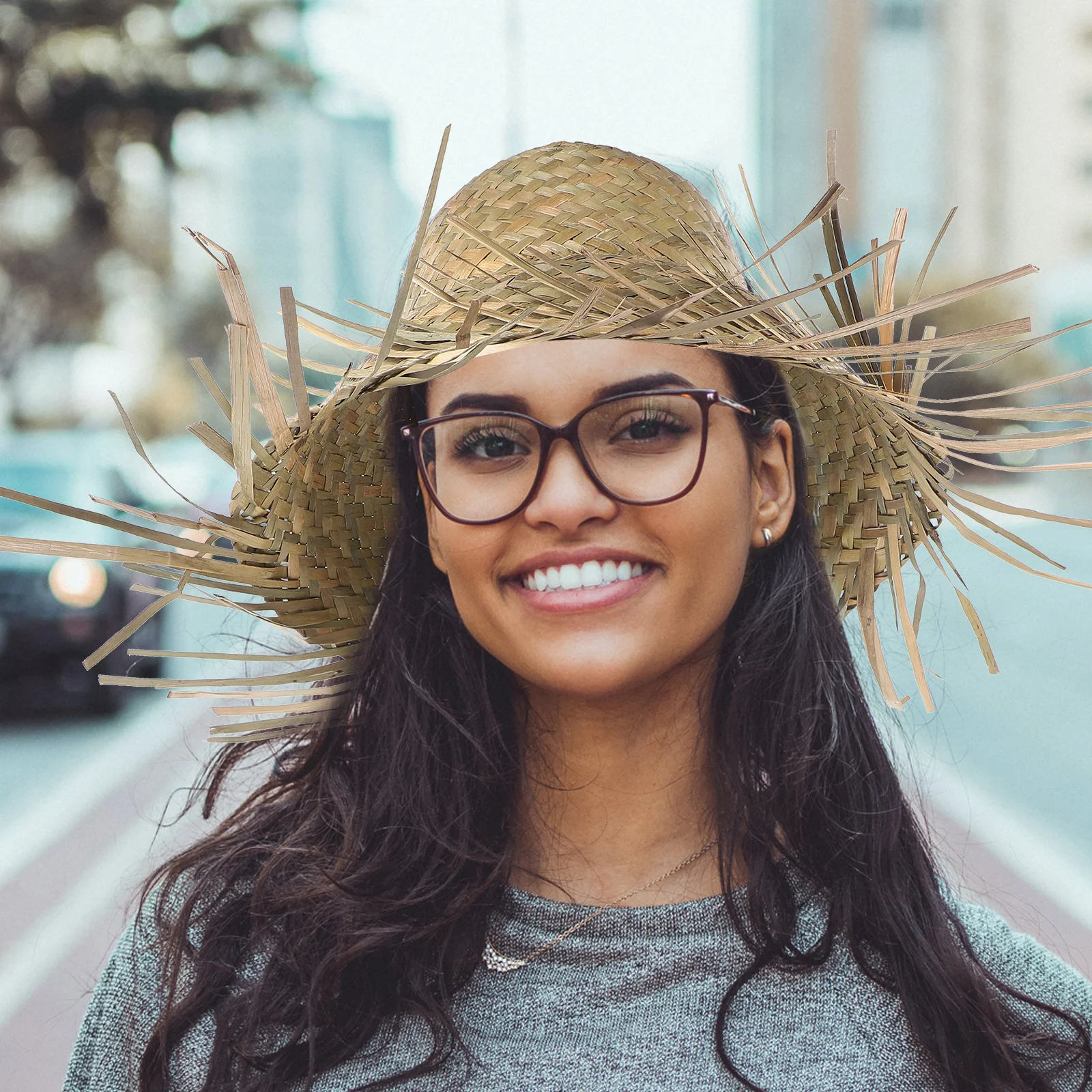 해변 휴가 야외 활동용 짚모자, 가볍고 통기성 좋으며 편안한 여름 패션 파티 트로피컬 액세서리