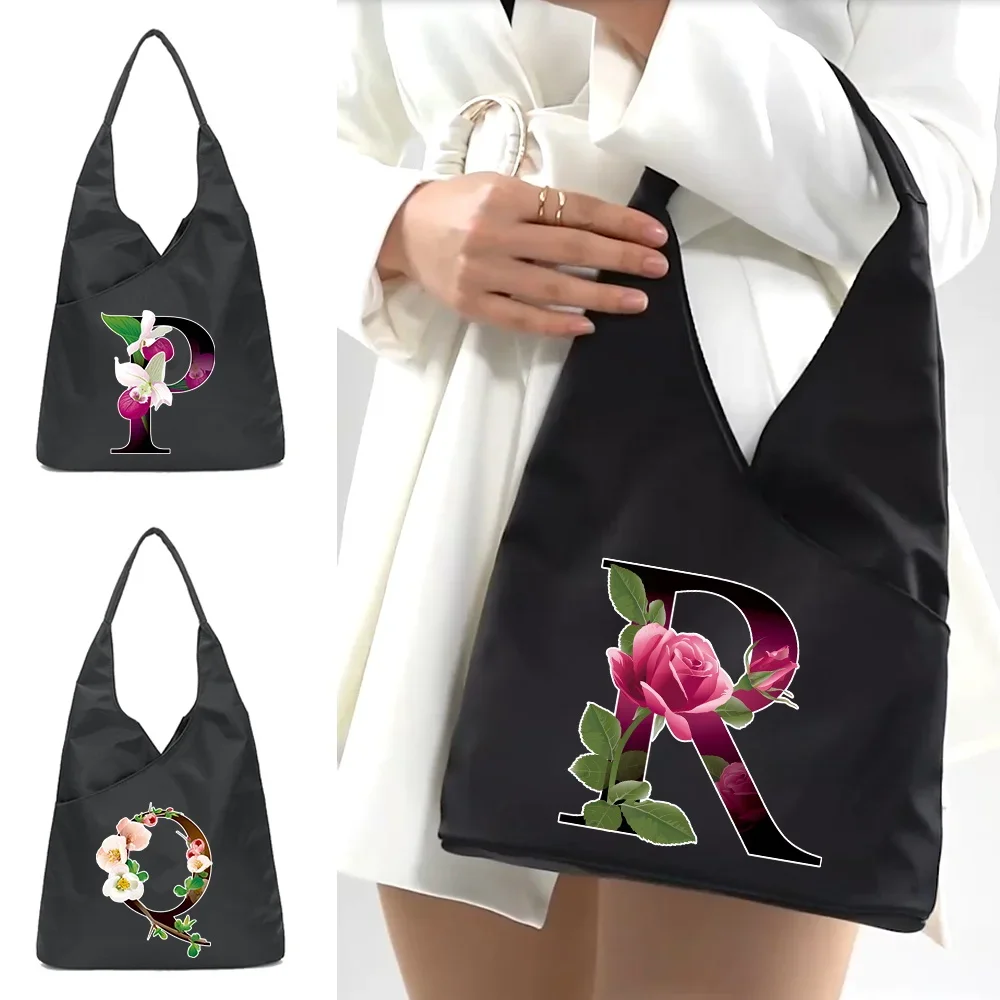 

2024 Women Fashion Packet Flower Color Print Organizer Shoulder Bag Underarm Bags Buttons Handbag Portable Casual Shopping Tote