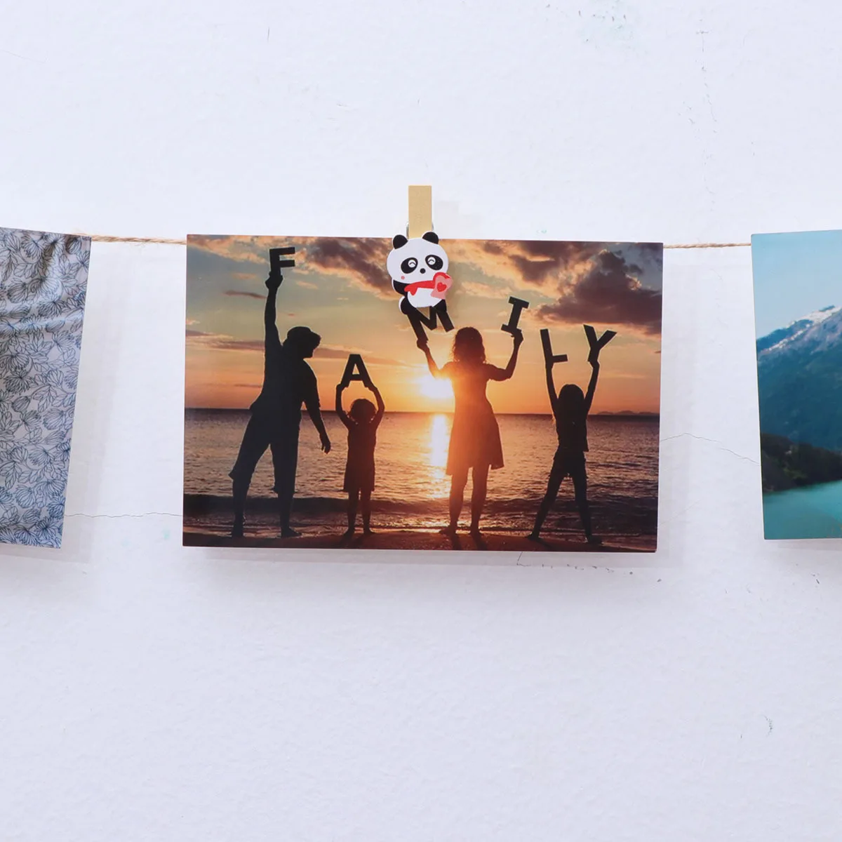 8Pcs Photo Clips Wooden Multifunctional Hanging Decor for Home Office Craft Projects Birthday Party Display Cartoon Panda Design