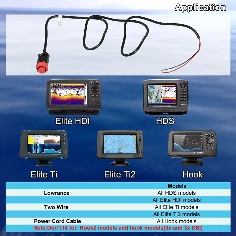 000-14041-001 HDS/Elite/Hook Power Cable Replacement, 3 Foot, 2-Wire Power Only Fits for Lowrance HDS, Elite FS, Elite Ti2, Hook