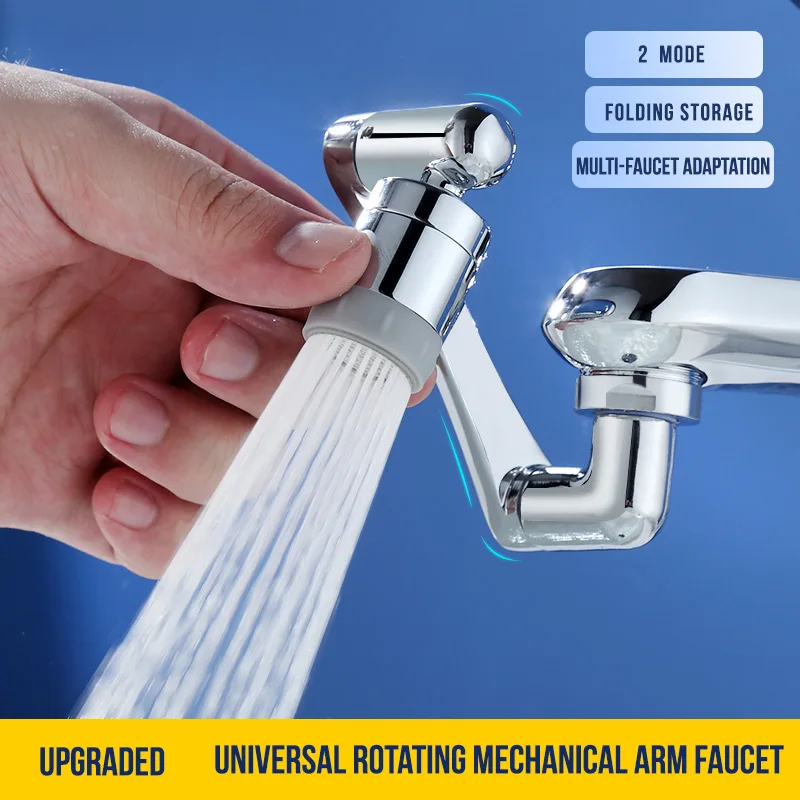 Stainless Steel Universal 1080 °Swivel Robotic Arm Swivel Extension Faucet Aerator Kitchen Sink Faucet Extender 2Water Flow Mode image 4