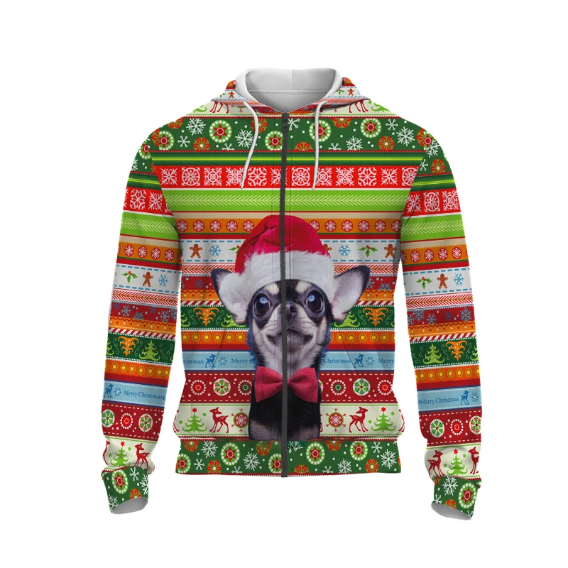 Hot Selling 3D Digital Printed Cute Animal Picture Zippered Hoodie Outdoor Park Leisure And Entertainment Pullover