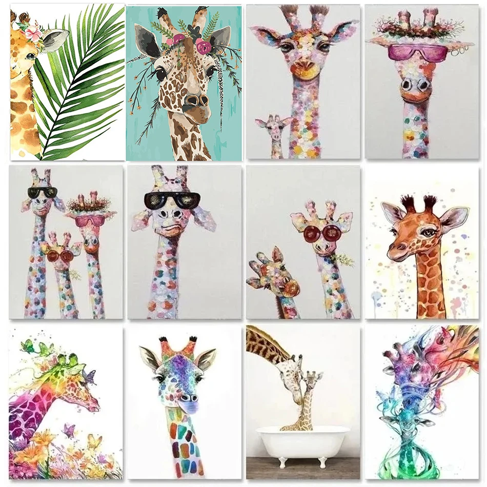 

SDOYUNO Picture Painting By Numbers For Adults Giraffe Animals Drawing Coloring By Numbers Handmade Acrylic Paint For Home Decor