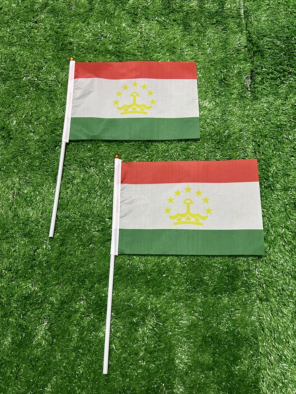 SKY FLAG Tajikistan hand Flag 10/20/50/100pcs 21*14cm Tajikistan Hand Waving Flags With plastic pole For Sports Activity Decor