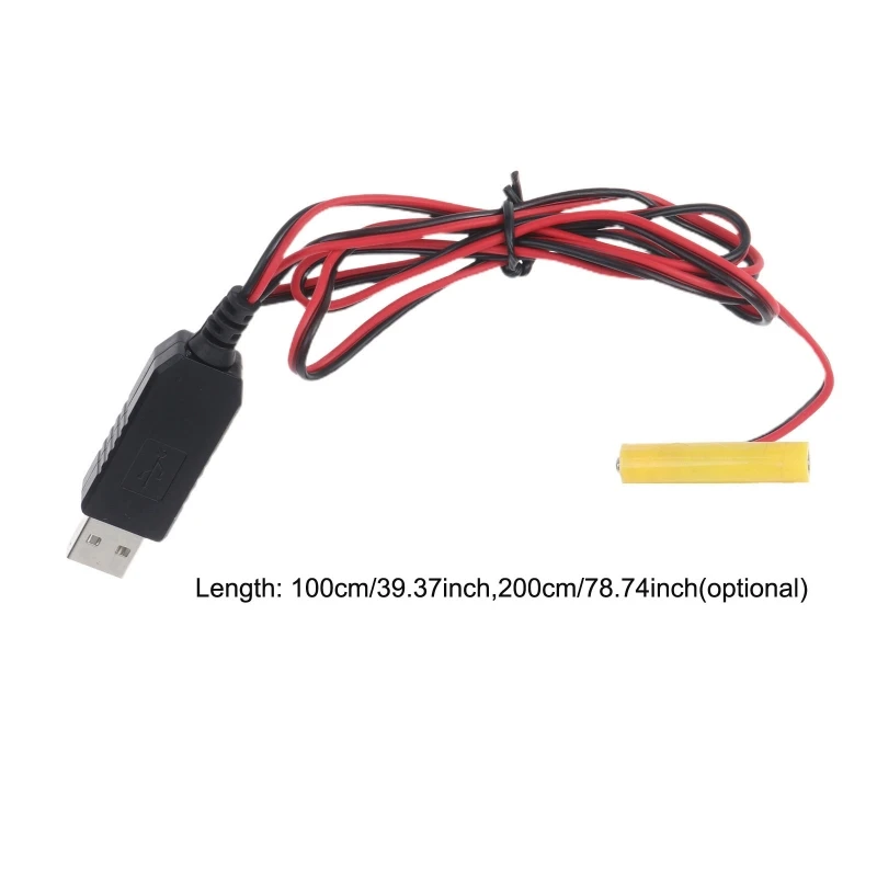 USB 5V to 3V (2x1.5V) LR03 AAA Dummy Battery Eliminators Cable for Remote Control Radio LED Light