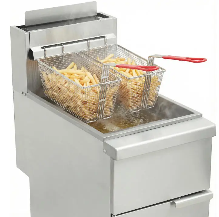 High Efficiency Stainless Steel Commercial Gas Fryer Heavy Duty 4 Burner Gas Fryer Machine For Restaurant & Food Truck