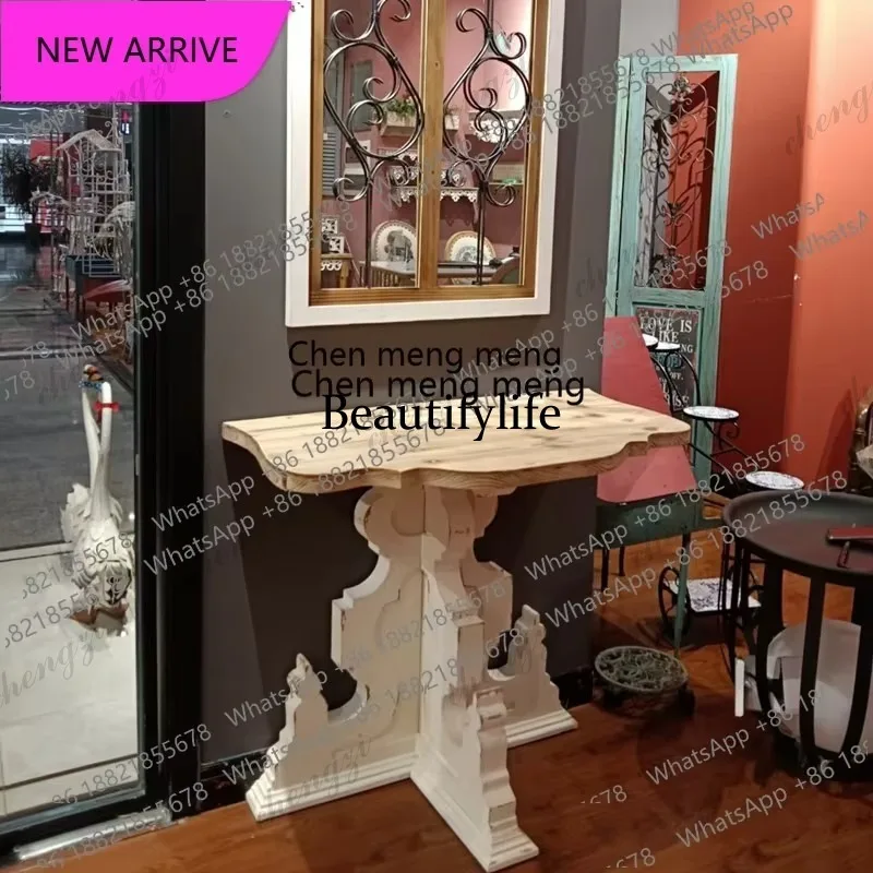 D5556 Retro wooden fireplace cabinet B & B villa living room decoration, art mantel porch table partition table