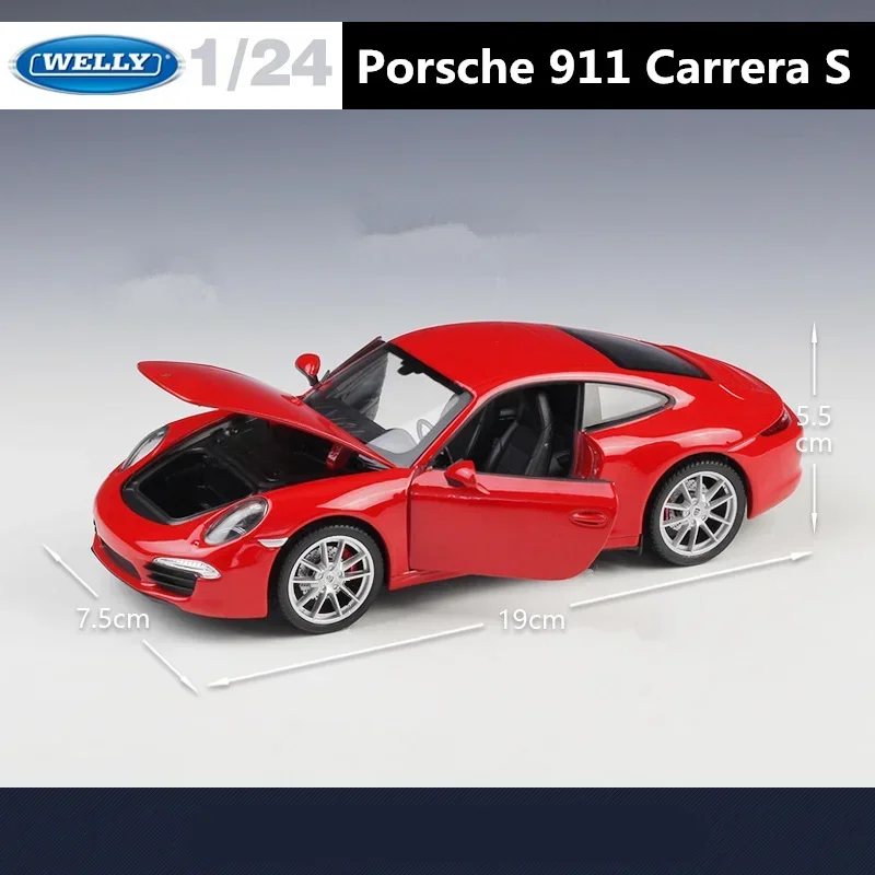 WELLY 1:24 Porsche 911 Carrera S 991 Coupe Alloy Sports Car Model Diecast Metal Toy Vehicles Car Model Simulation Childrens Gift